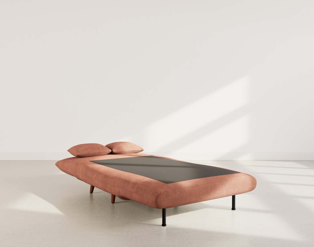 Banquette convertible clic-clac 1 place en velours côtelé Lumi