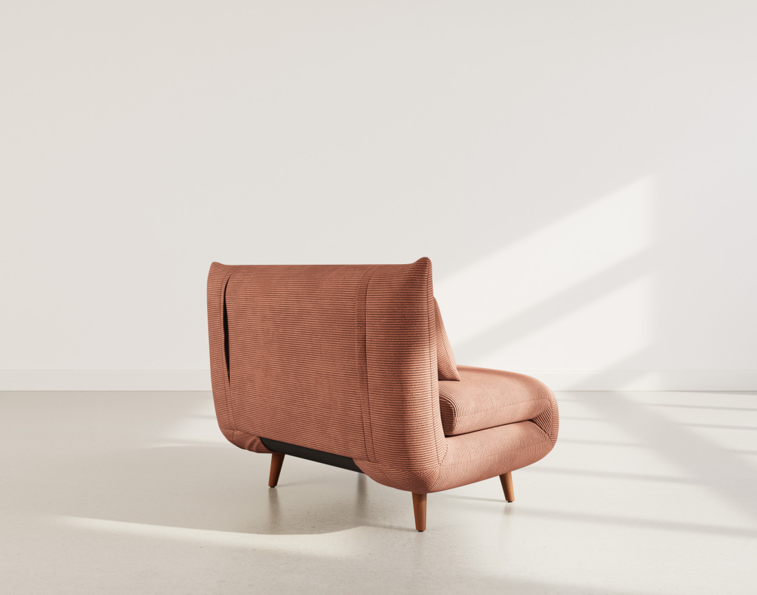 Banquette convertible clic-clac 1 place en velours côtelé Lumi