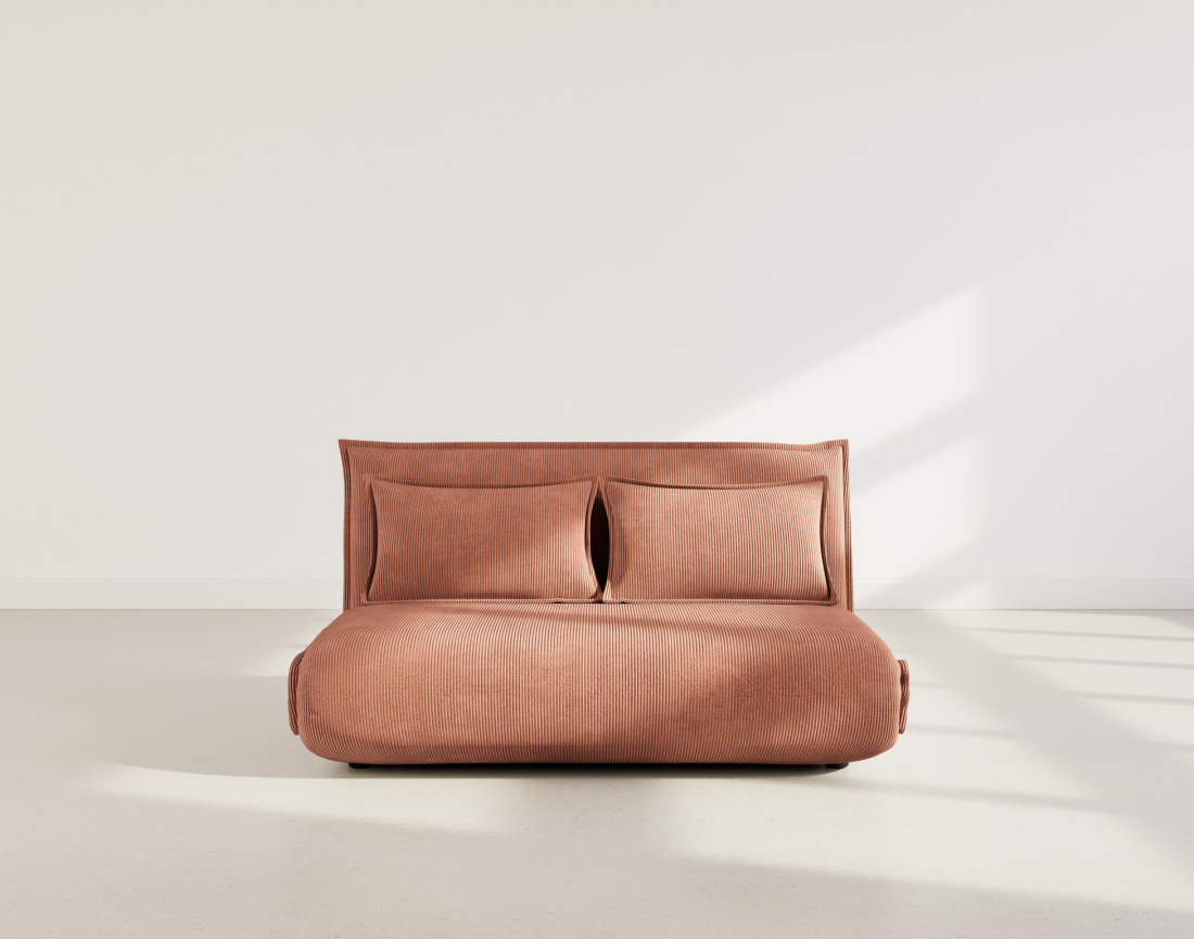 Banquette 2 places convertible clic-clac en velours côtelé Candice