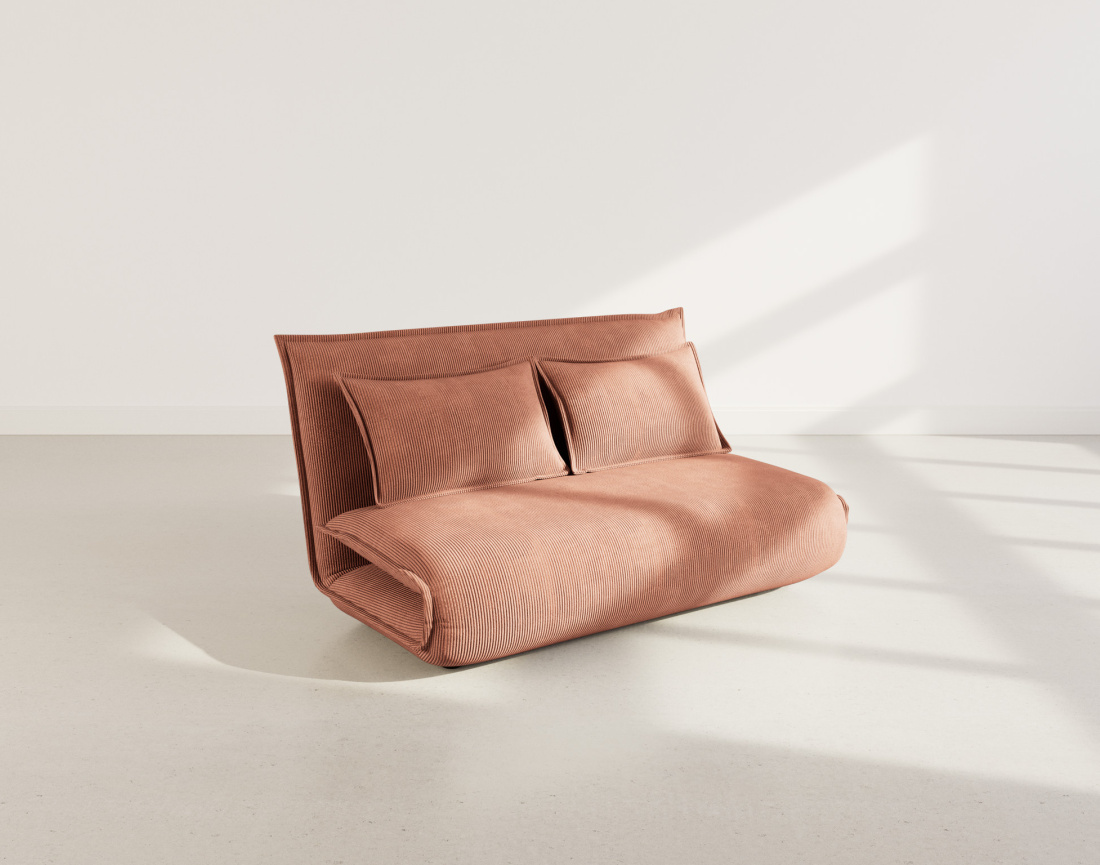 Banquette 2 places convertible clic-clac en velours côtelé Candice