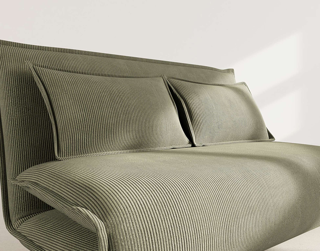 Banquette 2 places convertible clic-clac en velours côtelé Candice