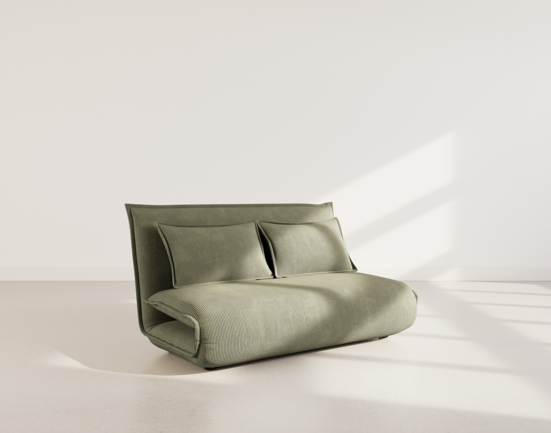 Banquette 2 places convertible clic-clac en velours côtelé Candice