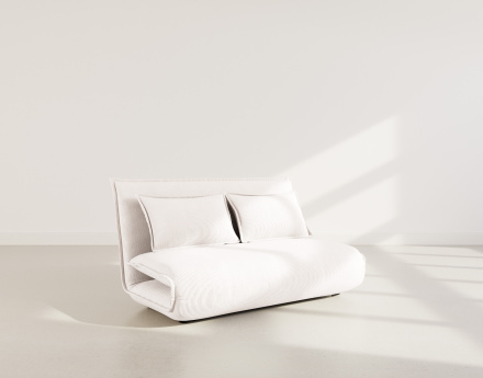 Banquette 2 places convertible clic-clac en velours côtelé Candice