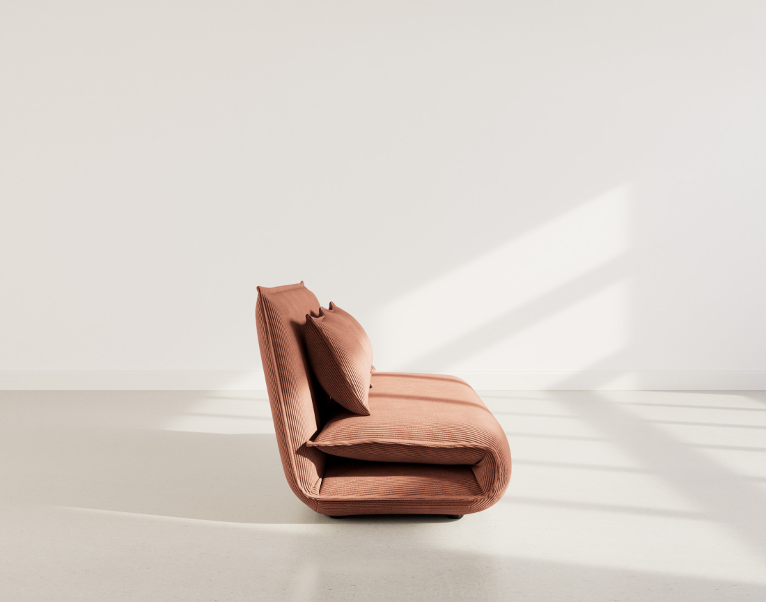 Banquette 2 places convertible clic-clac en velours côtelé Candice