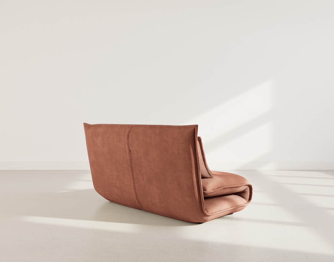 Banquette 2 places convertible clic-clac en velours côtelé Candice