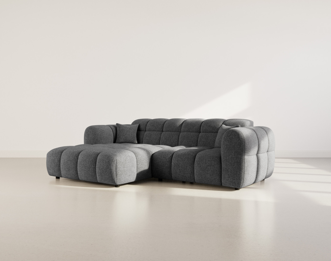 Canapé d'angle gauche 4 places en tissu texturé Mini Ray