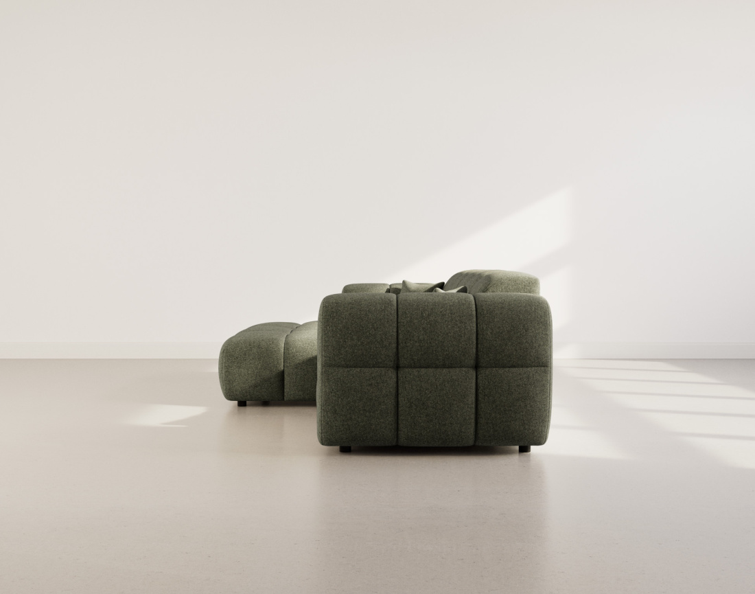 Canapé d'angle gauche 4 places en tissu texturé Mini Ray