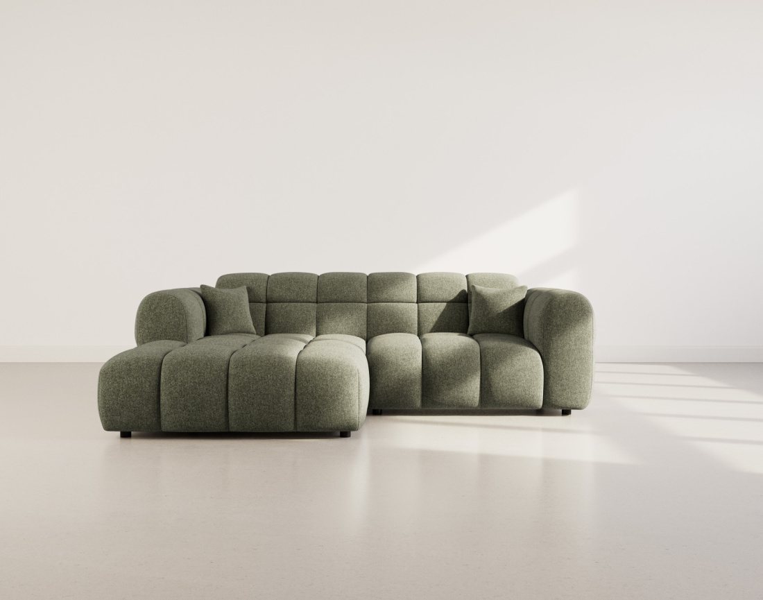 Canapé d'angle gauche 4 places en tissu texturé Mini Ray