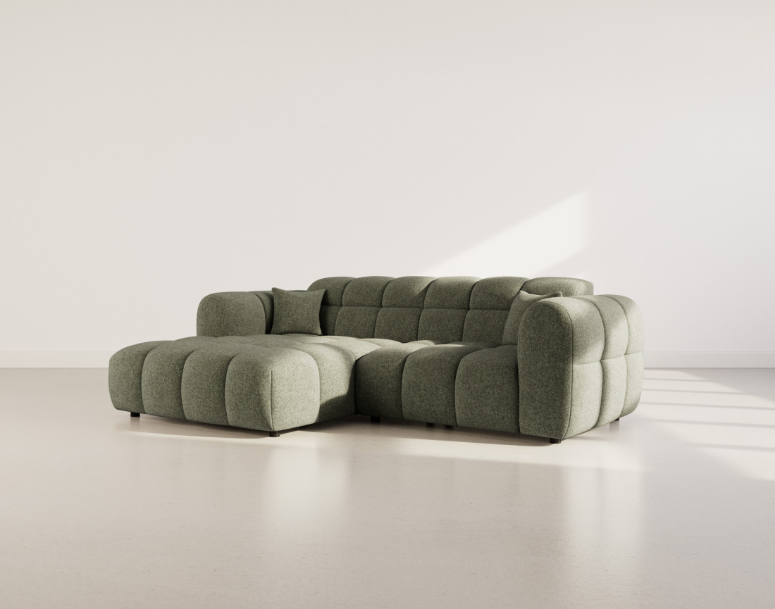 Canapé d'angle gauche 4 places en tissu texturé Mini Ray