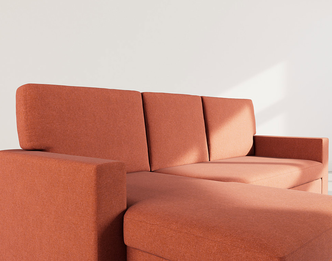 Canapé d’angle 4 places en tissu convertible avec coffre Meiya