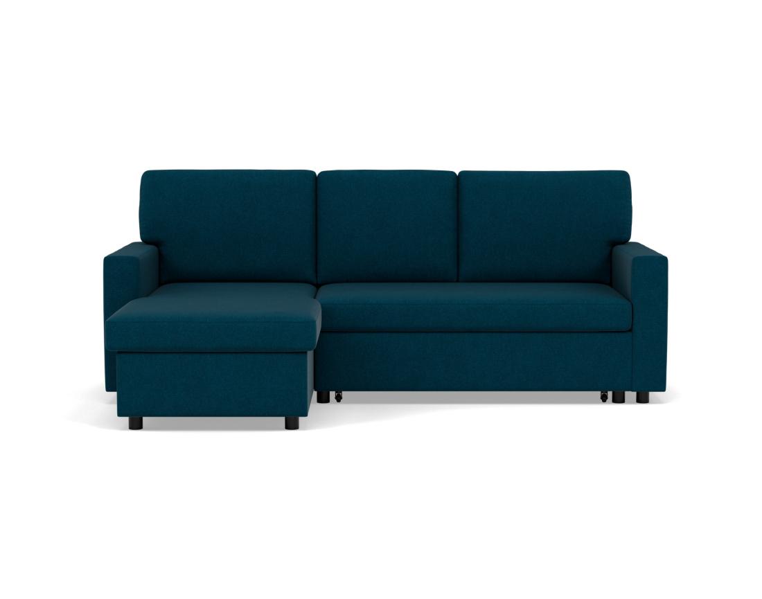 Canapé d’angle 4 places en tissu convertible avec coffre Meiya