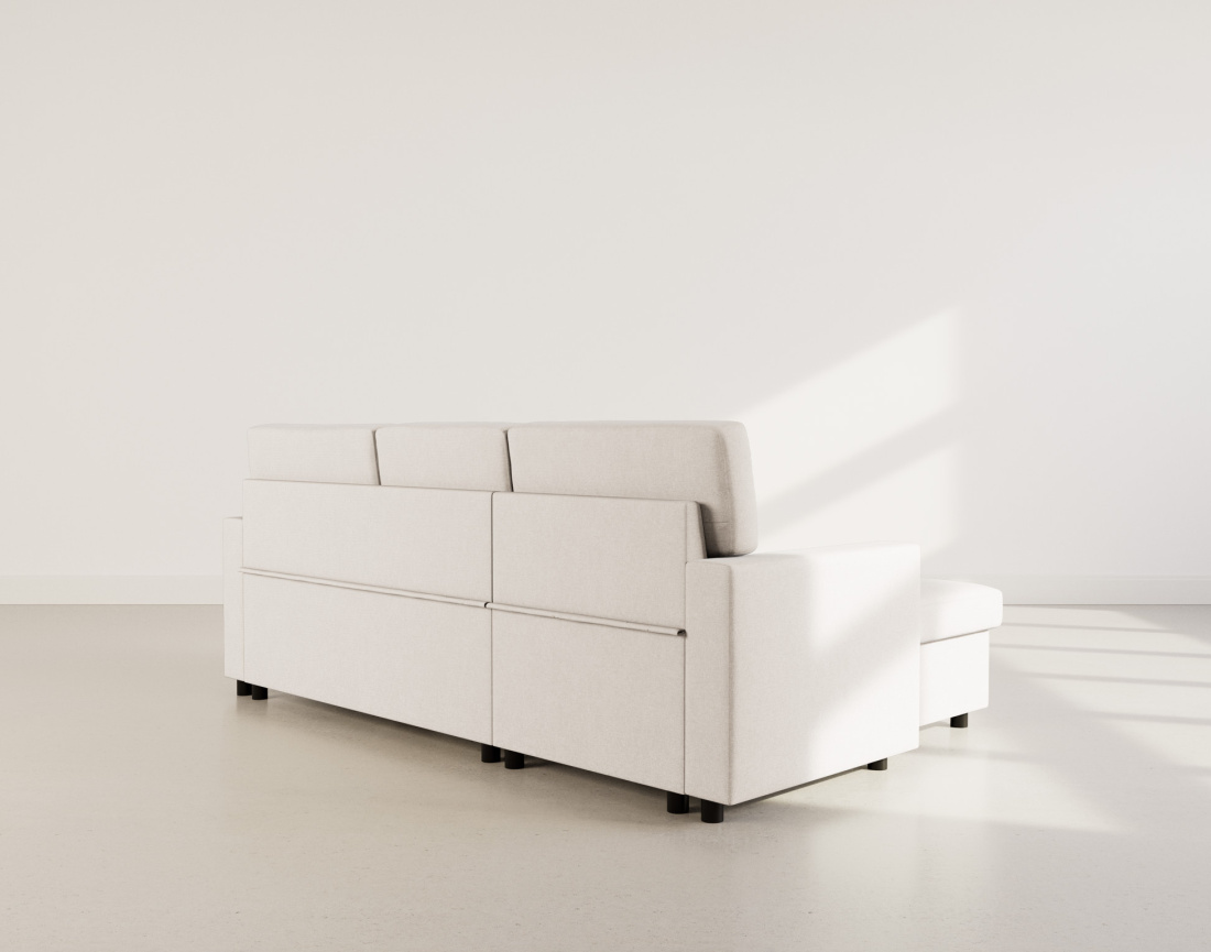 Canapé d’angle 4 places en tissu convertible avec coffre Meiya