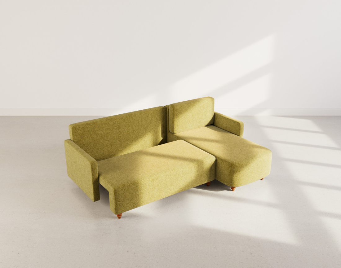 Canapé d'angle réversible 4 places convertible avec coffre en velours texturé Calypso