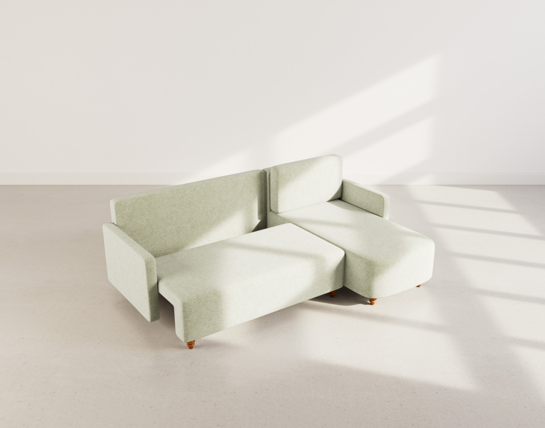 Canapé d'angle réversible 4 places convertible avec coffre en velours texturé Calypso