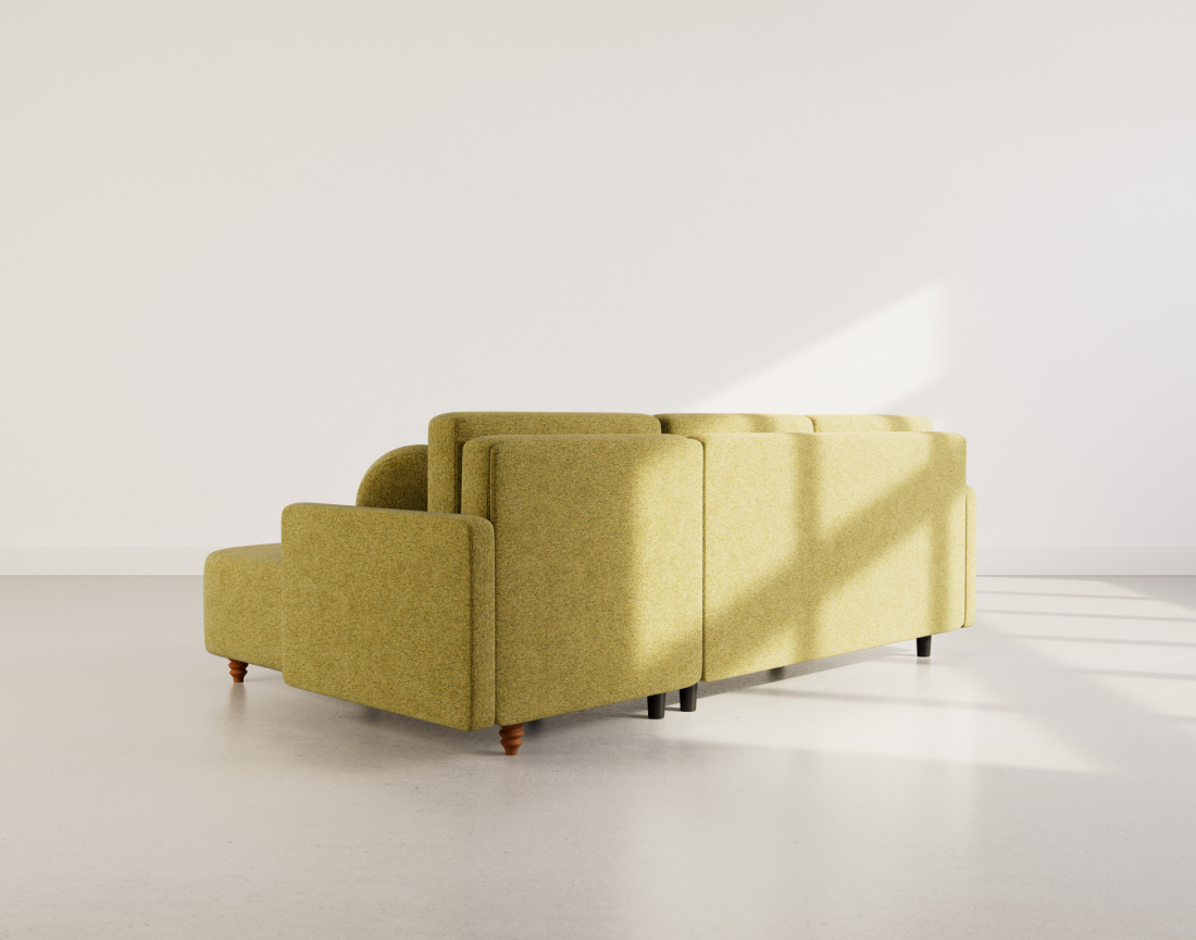 Canapé d'angle réversible 4 places convertible avec coffre en velours texturé Calypso