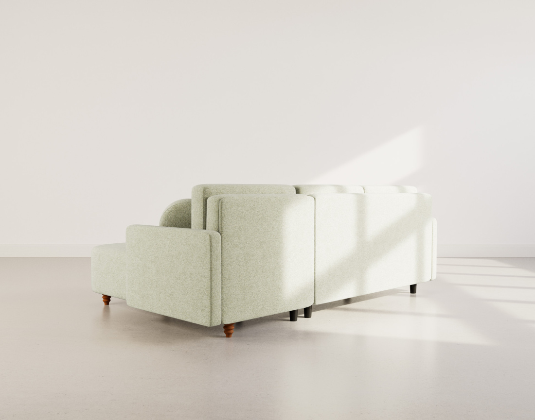 Canapé d'angle réversible 4 places convertible avec coffre en velours texturé Calypso