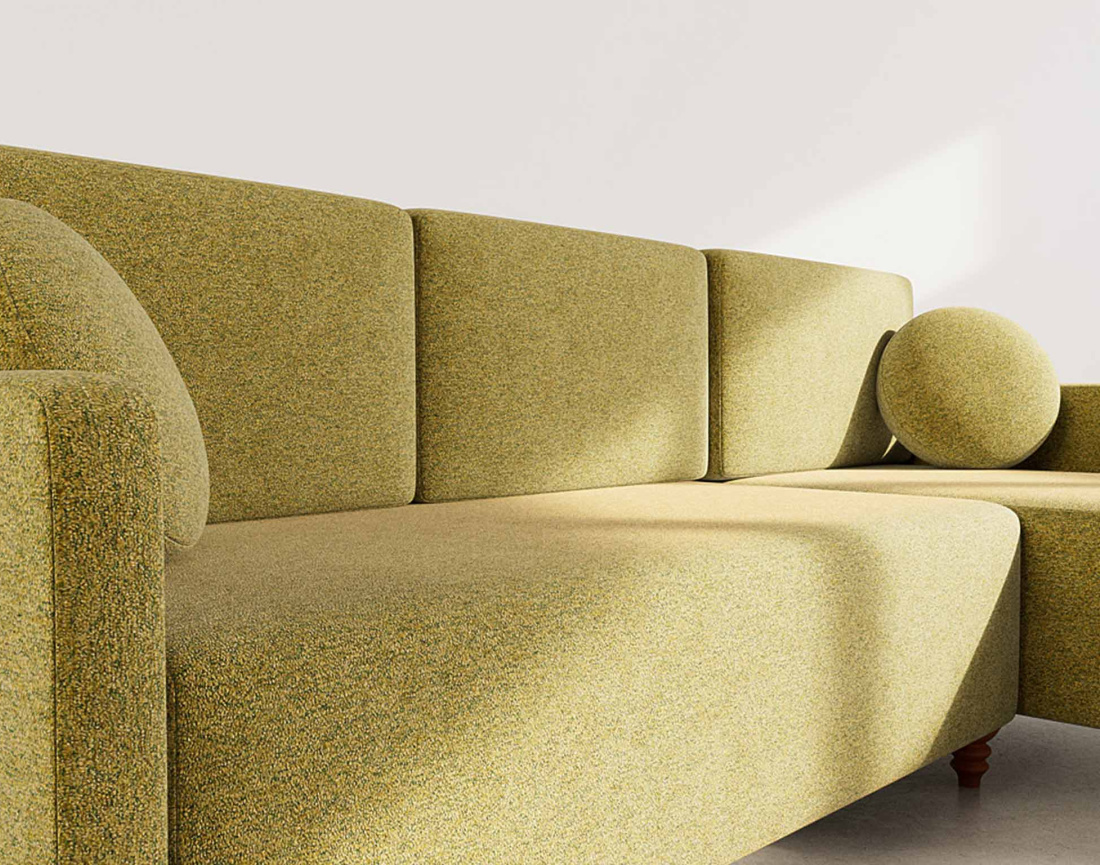 Canapé d'angle réversible 4 places convertible avec coffre en velours texturé Calypso