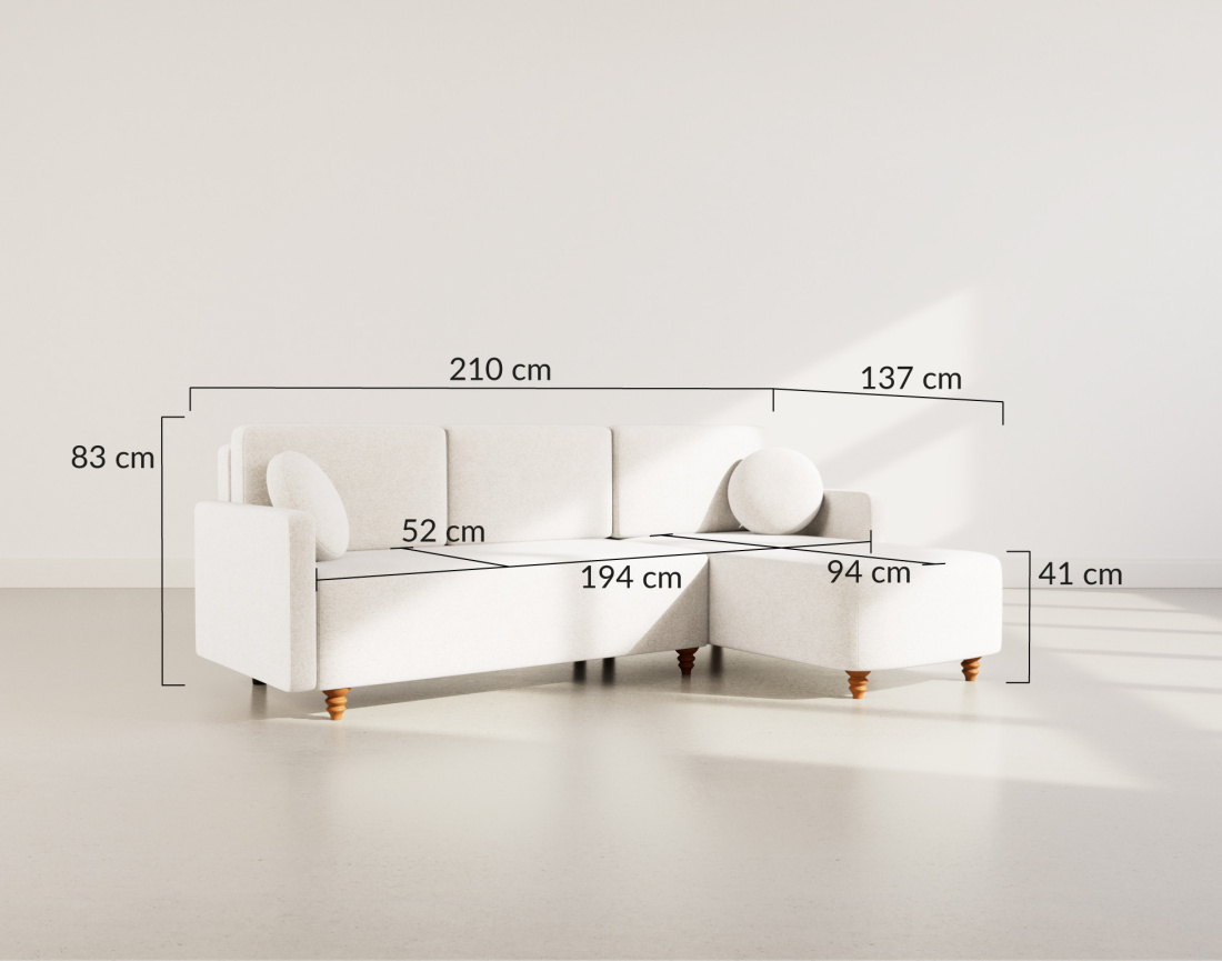Canapé d'angle réversible 4 places convertible avec coffre en velours texturé Calypso