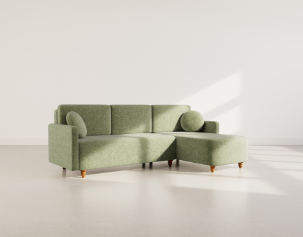 Canapé d'angle réversible 4 places convertible avec coffre en velours texturé Calypso