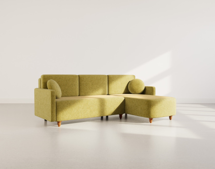 Canapé d'angle réversible 4 places convertible avec coffre en velours texturé Calypso