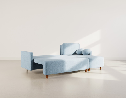 Canapé d'angle réversible 4 places convertible avec coffre en velours texturé Calypso