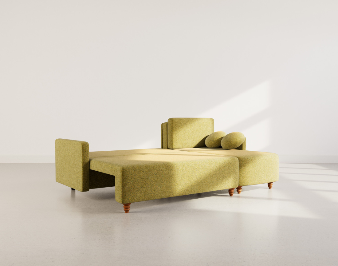 Canapé d'angle réversible 4 places convertible avec coffre en velours texturé Calypso