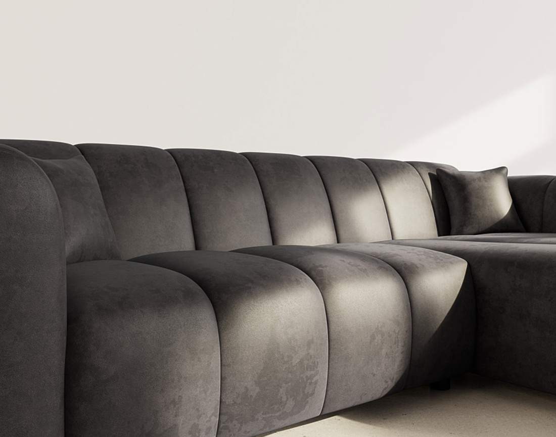 Canapé d'angle droit 4 places en simili Curtis