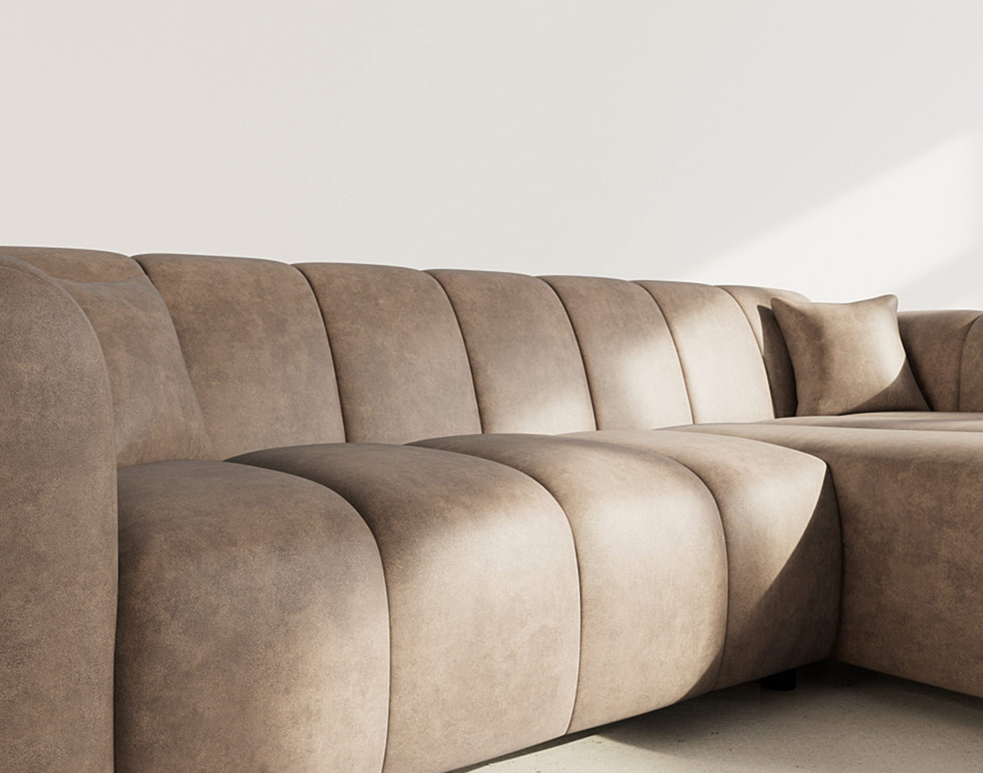 Canapé d'angle droit 4 places en simili Curtis