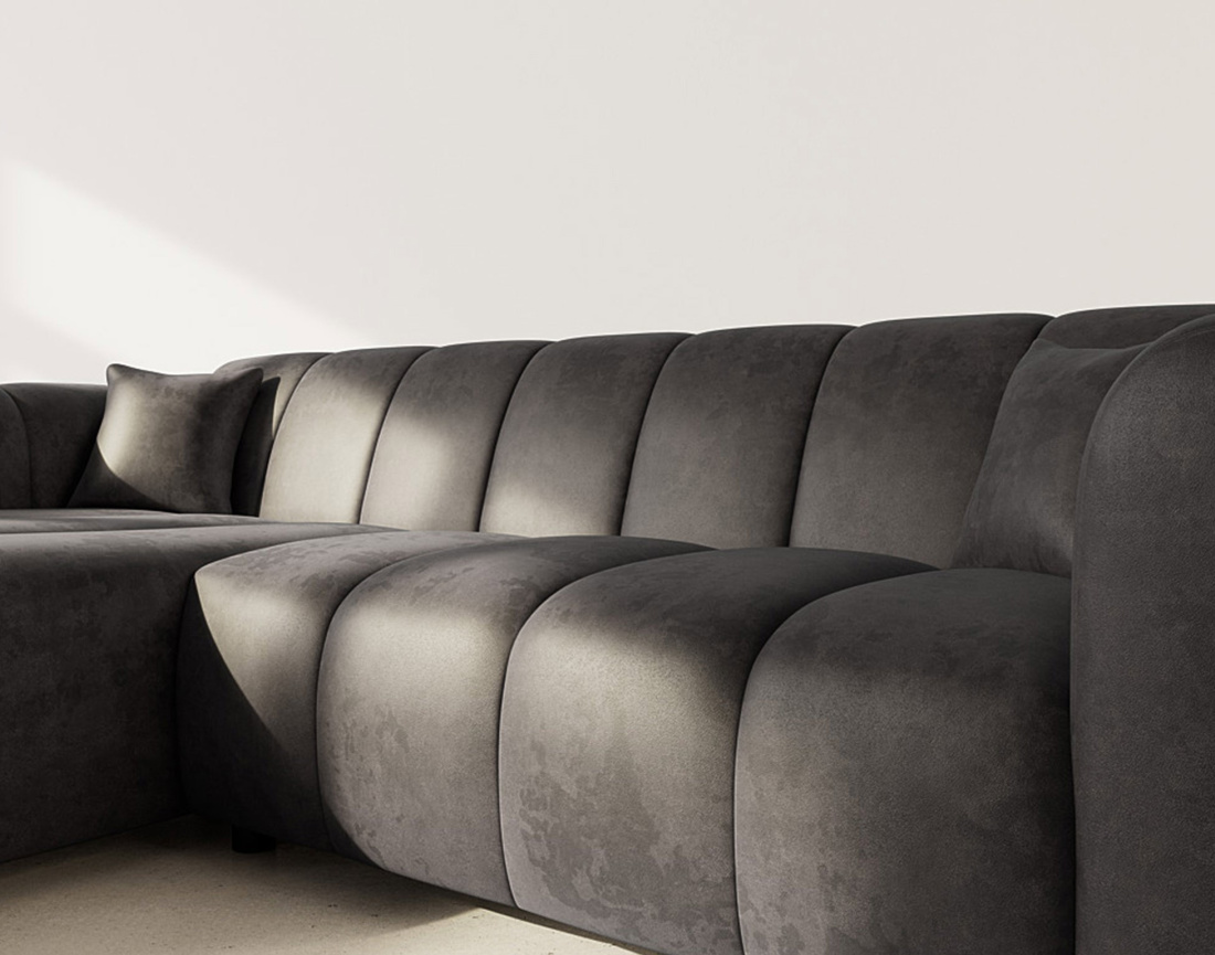 Canapé d'angle gauche 4 places en simili Curtis