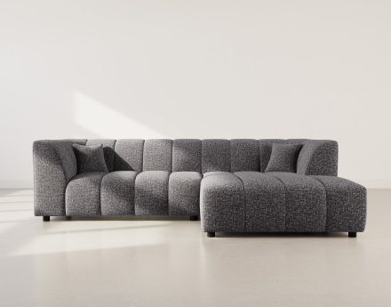Canapé d'angle droit 4 places avec accoudoir en tissu texturé Curtis