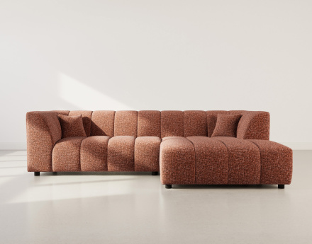 Canapé d'angle droit 4 places avec accoudoir en tissu texturé Curtis