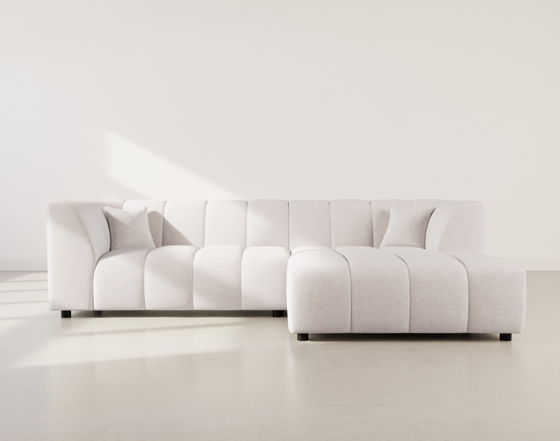 Canapé d'angle droit 4 places avec accoudoir en tissu texturé Curtis