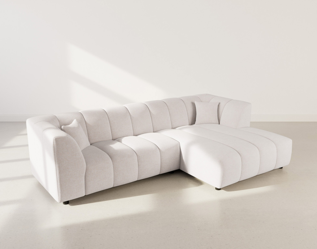 Canapé d'angle droit 4 places avec accoudoir en tissu texturé Curtis