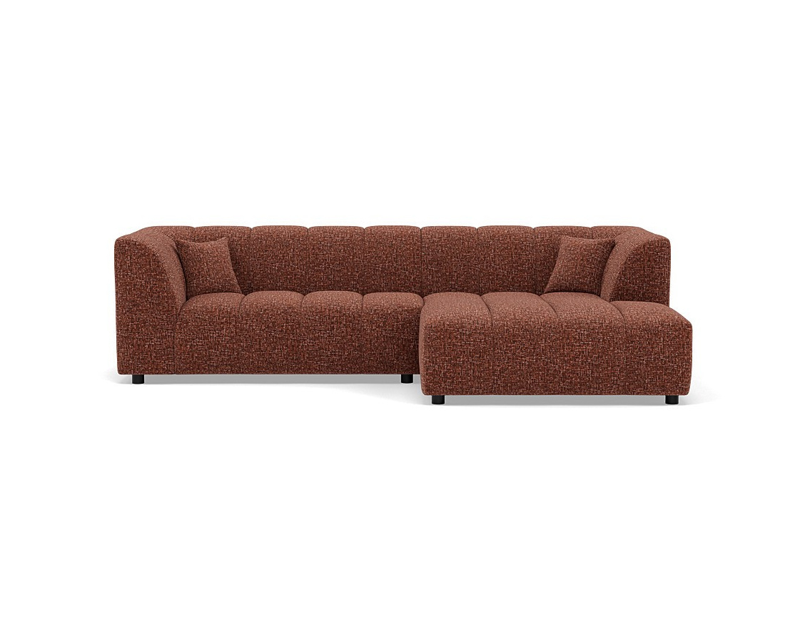 Canapé d'angle droit 4 places avec accoudoir en tissu texturé Curtis