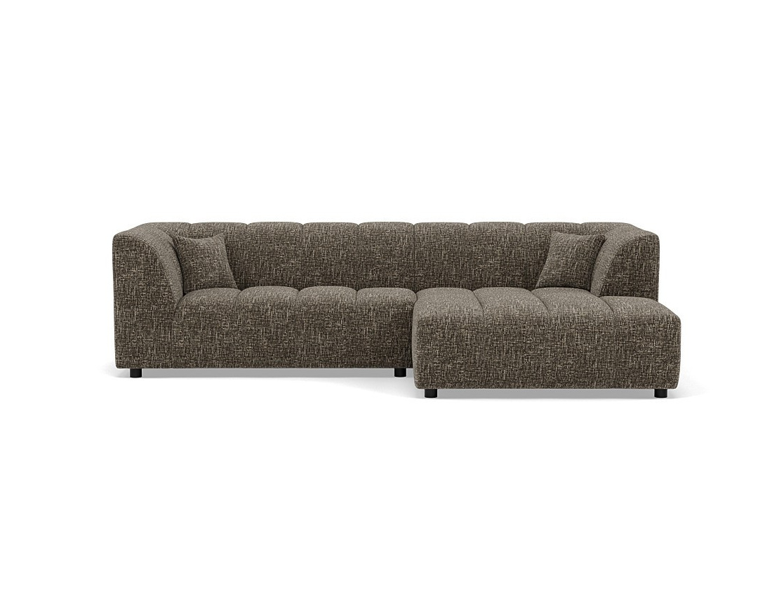 Canapé d'angle droit 4 places avec accoudoir en tissu texturé Curtis