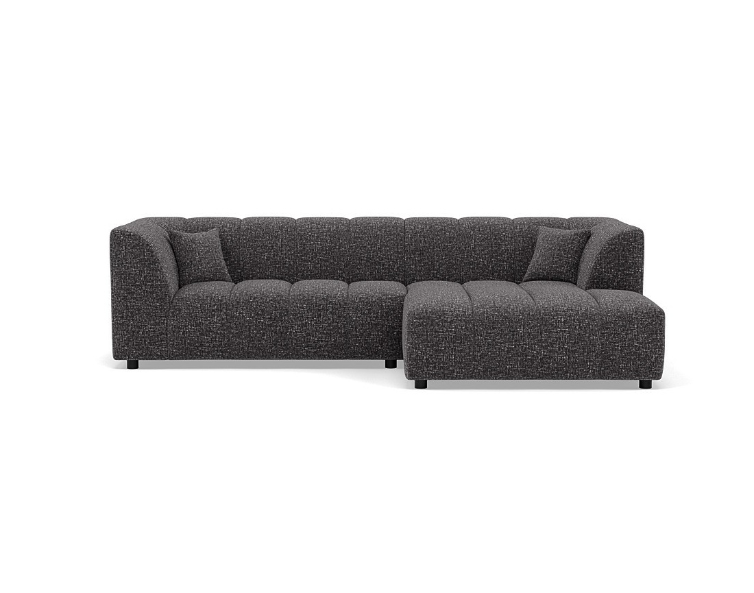 Canapé d'angle droit 4 places avec accoudoir en tissu texturé Curtis