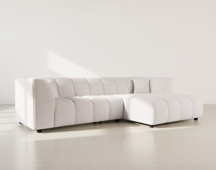 Canapé d'angle droit 4 places avec accoudoir en tissu texturé Curtis