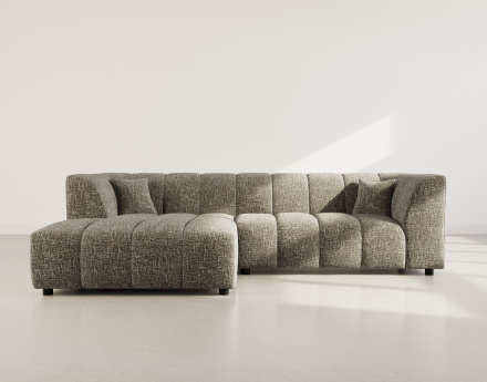 Canapé d'angle gauche 4 places avec accoudoir en tissu texturé Curtis