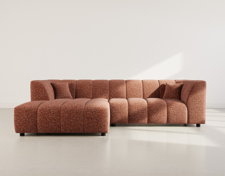 Canapé d'angle gauche 4 places avec accoudoir en tissu texturé Curtis