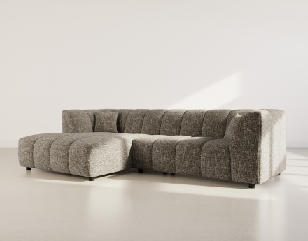 Canapé d'angle gauche 4 places avec accoudoir en tissu texturé Curtis