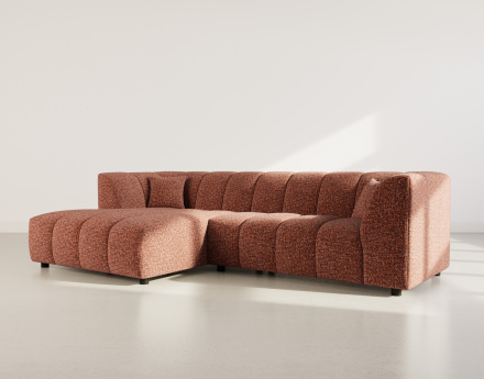 Canapé d'angle gauche 4 places avec accoudoir en tissu texturé Curtis