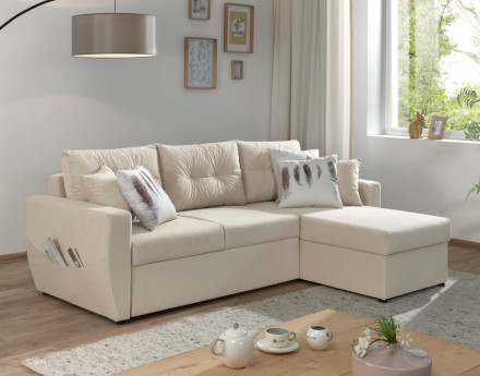 Canapé convertible Astoria 4 places avec coffre - angle réversible