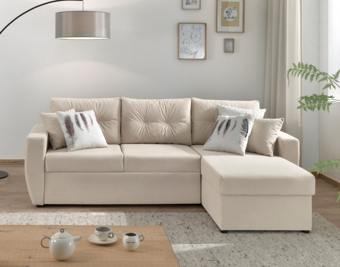 Canapé convertible Astoria 4 places avec coffre - angle réversible