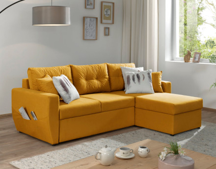 Canapé convertible Astoria 4 places avec coffre - angle réversible