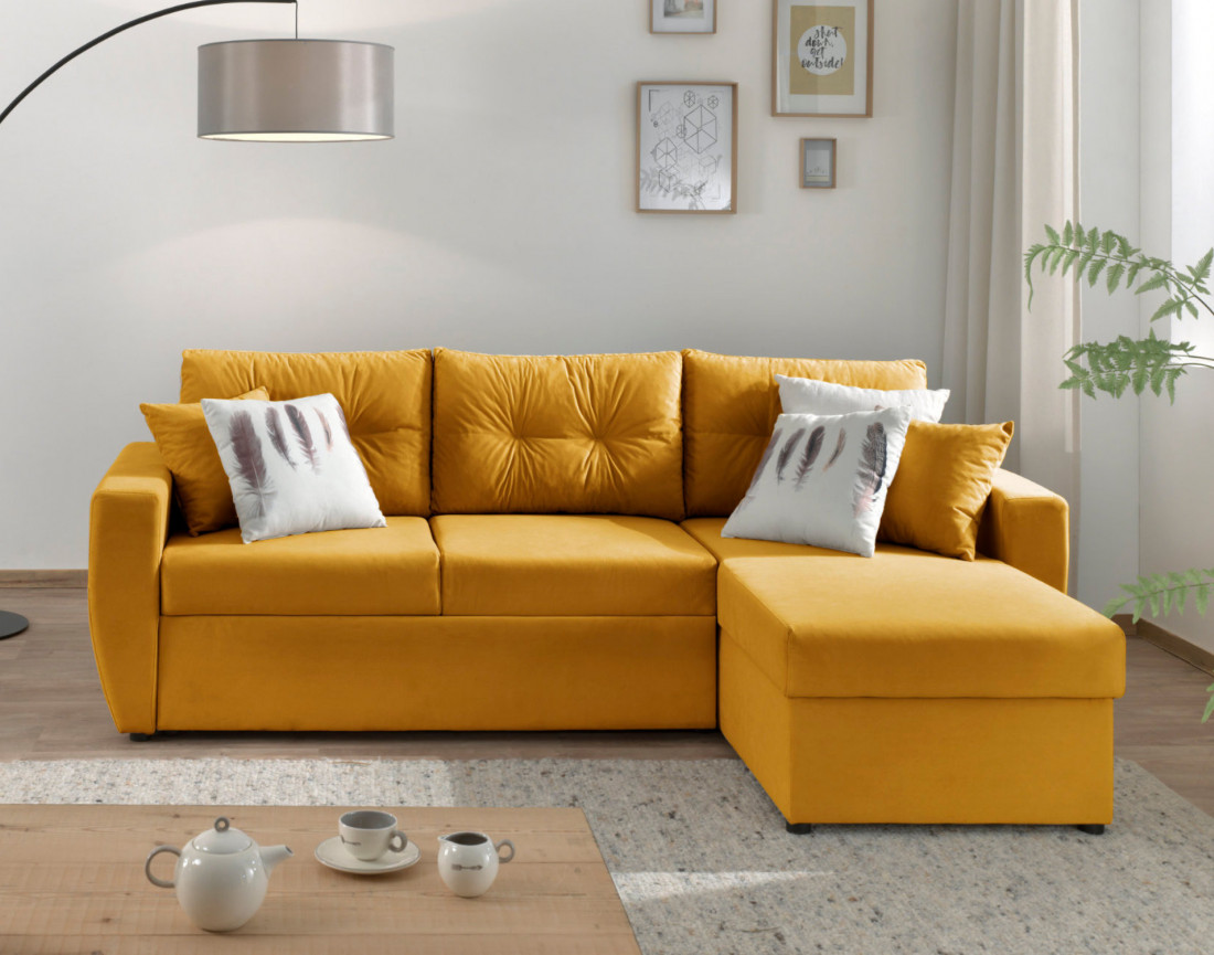 Canapé convertible Astoria 4 places avec coffre - angle réversible