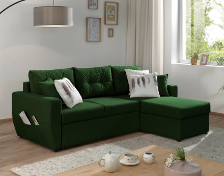 Canapé convertible Astoria 4 places avec coffre - angle réversible