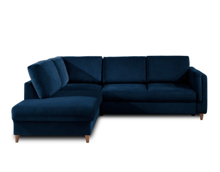 Canapé d'angle gauche convertible 5 places en velours Brooke