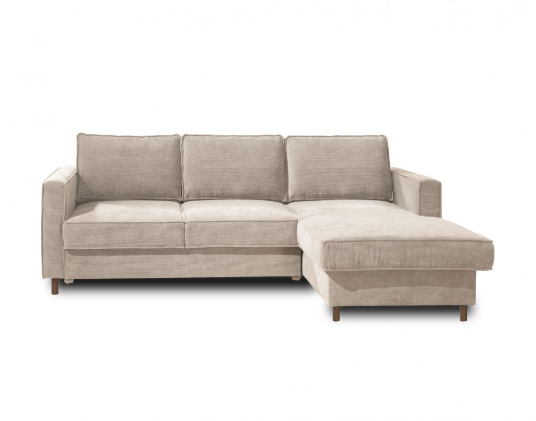 Canapé d'angle droit convertible avec coffre 4 places en velours côtelé Jake