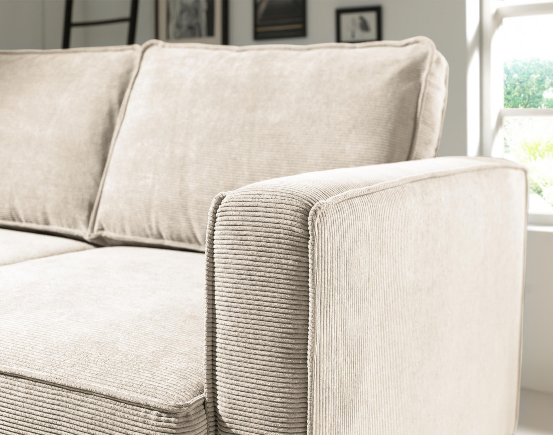 Canapé d'angle gauche convertible avec coffre 4 places en velours côtelé Jake