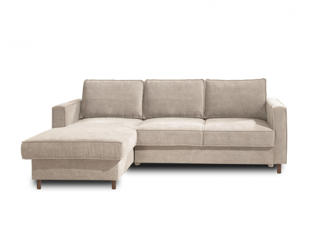 Canapé d'angle gauche convertible avec coffre 4 places en velours côtelé Jake